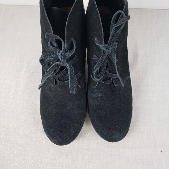 Dolce Vita Ankle Wedge Booties Black Suede Lace Up Womens Size 11 - Picture 2 of 13